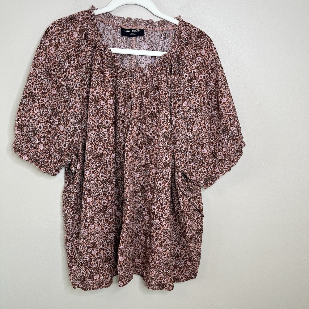 Lane‎ Bryant 26 28 Top Blouse Ditsy Floral Boho Peasant Coquette Feminine Plus